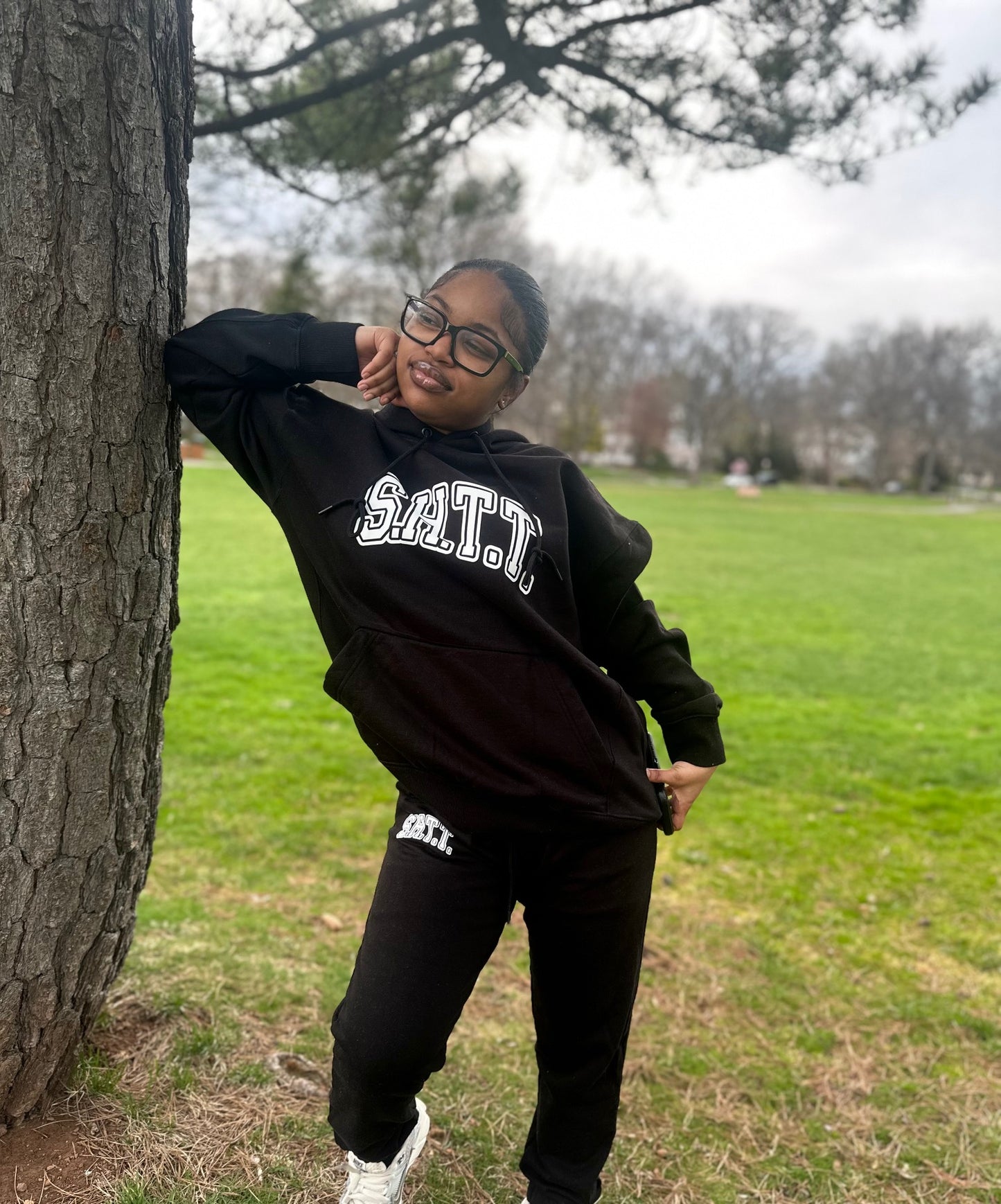 "Vintage S.H.T.T." Premium Over sized Sweatsuit (White Print)
