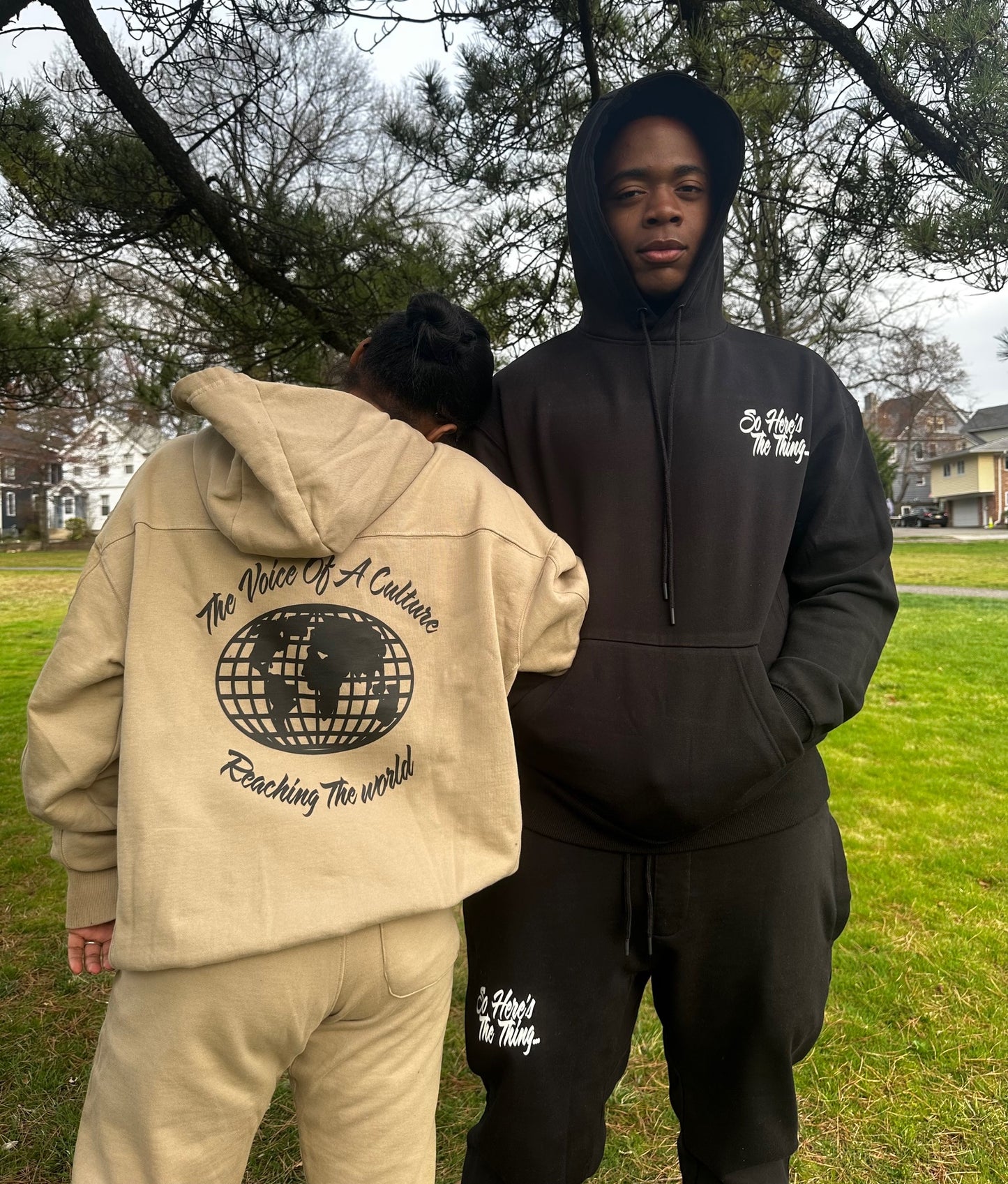 "Reaching The World" Premium Over sized Sweatsuit (White Print)